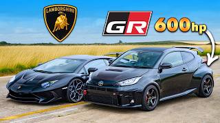 GR Yaris de 600 hp vs Lambo Aventador SV ARRANCONES [upl. by Newmann]