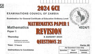 2024 GCE MATHEMATICS PAPER 1 QUESTION 21 [upl. by Kawasaki]