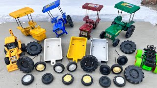 Diy model tractor tyres fitting and fire wood loading mini tractor video  Tractor toy video [upl. by Akeirahs]