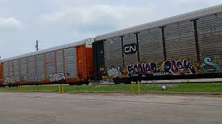 BNSF 7952 leading westbound empty Autorack train [upl. by Aihtak]