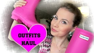 HAUL  OUTFITS  HUNTERstövlar Belle Shoes amp Nellycom [upl. by Melloney850]