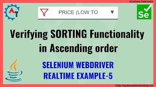 Verify Sort Functionality in Selenium Java  Ascending Order  Krishna Sakinala  Real Time Example5 [upl. by Rooker226]