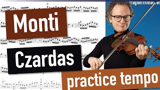 Monti Czardas  practice tempo 1 Part Allegro Vivace  Violin Sheet Music  Piano Accompaniment [upl. by Honor82]