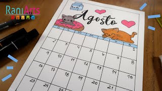 DIY  CALENDARIO DE AGOSTO  Diario bullet journal organización [upl. by Harcourt]