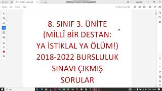 8 SINIF BURSLULUK SINAVI Ä°NKILAP TARÄ°HÄ° 3 ÃœNÄ°TE Ã‡IKMIÅ SORULARIN Ã‡Ã–ZÃœMLERÄ°20182022 [upl. by Tol]