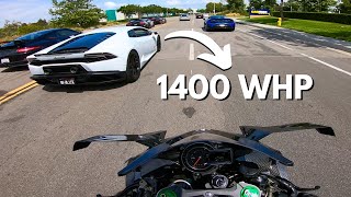 Riding My Ninja H2R with Supercars [upl. by Aicad746]