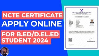 NCTE Certificate Apply Online II Apply NCTE Certificate II NCTE Certificate Download Process [upl. by Boigie559]