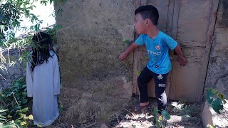 Harvesting homegrown vegetables and planting new vegetables  Orphan boy wandering [upl. by Dobson400]