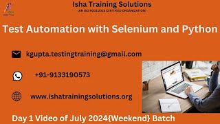 Selenium and Python Day 1 Video On 28th July 2024 Call or WhatsApp us on 918019952427 to Enroll [upl. by Aivila]