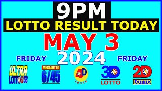 Lotto Result Today 9pm May 3 2024 PCSO [upl. by Aivatnahs595]