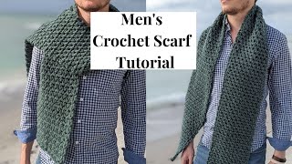 Classic Mens Crochet Scarf Tutorial  Free Crochet Mens Pattern [upl. by Frentz]