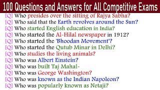 100 Questions and Answers for All Competitive Exams  India GK  India Quiz In English [upl. by Adierf]