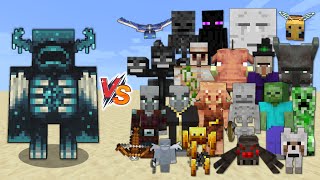 Warden vs Every mob in Minecraft Bedrock Edition  Minecraft 119 Warden vs All Mobs [upl. by Elwee]