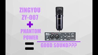 USING PHANTOM POWER WITH THE ZINGYOU ZY007 CONDENSER MICROPHONE FROM AN AUDIO INTERFACE UR 22 mk II [upl. by Otsirc699]