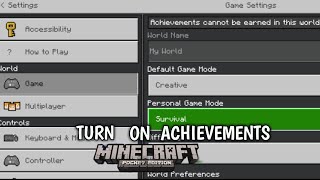 Turn on Achievements in Minecraft Pe After using Creative Mode [upl. by Steve]