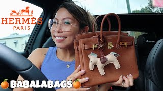 HERMES BIRKIN 25cm GOLD  WHAT’S IN MY BAG feat BABALABAGS [upl. by Gavrilla]