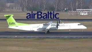 Air Baltic DHC8402 Dash 8 YLBAE takeoff  Berlin Tegel [upl. by Eidda]