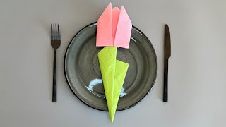 🌷 How to Fold a Napkin into a Tulip for a Beautiful Holiday Table Setting 🌸  StepbyStep Tutorial [upl. by Nonnac]