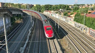 Treno Frecciarossa ETR500 da Milano a Roma in arrivo alla stazione ferroviaria di Roma Tiburtina [upl. by Biles]