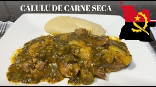 COMO FAZER PRATOS ANGOLANOS CALULU DE CARNE SECA amp FUNGE  Angolan Fufu [upl. by Brubaker739]