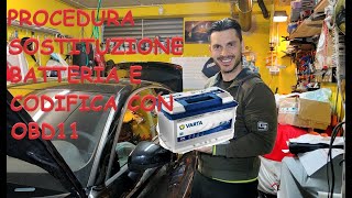 SOSTITUZIONE E CODIFICA BATTERIA AUDI A3 8V Q2 GOLF SEAT TROC OBDELEVEN battery coding [upl. by Nivlam]