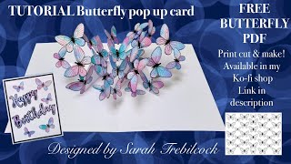 🦋😮Tutorial How to make a pop up floating Butterfly card 🆓️ PDF Cardmaking idea Inspiration Technique [upl. by Sessler719]