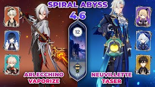 Spiral Abyss 46  C0 Arlecchino Vaporize amp C0 Neuvillette Taser  Genshin Impact [upl. by Leone]