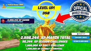 New WORLD RECORD 2598244 XP in ONE GAME Fortnite Chapter 3 [upl. by Nueoht]