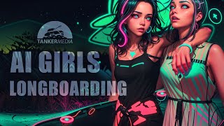 AI Girls Longboarding 🍄 Visual Trip 🍄 AI Animation [upl. by Malone]