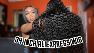 BOMB 34 INCH 250 DENSITY 13x4 DEEP WAVE WIG OSSILEE HAIR ON ALIEXPRESS [upl. by Floeter]