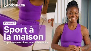 TUTO  5 exercices Fitness avec une chaise à la maison 🏋🏼‍♀️  Decathlon [upl. by Bess221]