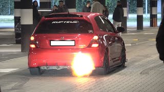 Night Meeting Rupteur 20 LOUD BURNOUTS FLAMES POPS amp BANGS TYPE R 450HP 2024 [upl. by Ahtinak561]