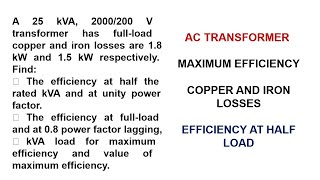 Efficiency of transformer at half load [upl. by Hiltner]