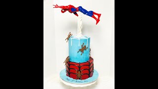 2 TIER GRAVITY DEFYING SPIDERMAN CAKE TUTORIAL [upl. by Anitsrhc327]