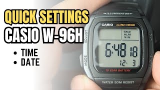 Casio W96 Basic Quick Setting How to set time and date [upl. by Urbanus526]