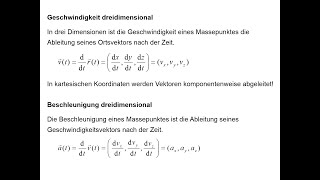 Ableitung von Vektorwertigen Funktionen Geschwindigkeit und Beschleinigung [upl. by Aretse]