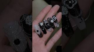 black swan nails 🦢🖤 blackswan halloweennails pressonnails nailart diynails nailtutorial [upl. by Neerhtak]