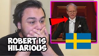 British Reaction To Robert Gustafsson defends himself  Roast på Berns Swedish Comedy [upl. by Rod]