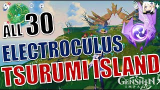 Easy Guide Tsurumi Island All 30 Electroculus Locations  Genshin Impact [upl. by Lusar]