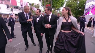 Gilles Lellouche Marion Cotillard et Jean Dujardin au micro de Laurent Weil  Cannes 2019 [upl. by Landes679]