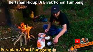 Berkemah Membangun Dan Berlindung Di Bivak kayu Di Dalam Hutan  Perapian Dan Roti Panggang 👍🏼 [upl. by Amekahs]