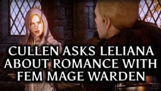 Dragon Age Inquisition  Cullen asks Leliana about her romance with fem mage Warden [upl. by Behka]