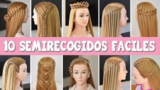 10 Semirecogidos faciles  Peinados con trenzas rapidos para cabello largo y suelto [upl. by Lletram]