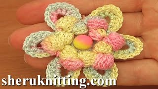 Crochet Cluster Stitch Center Flower [upl. by Ailaht]