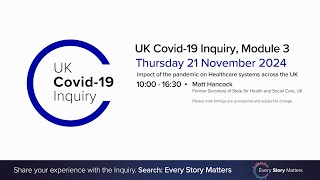 UK Covid 19 Inquiry  Module 3 Hearing  21 November 2024 PM [upl. by Idnyl]