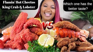 FLAMIN HOT CHEETOS DEEP FRIED KING CRAB  LOBSTER  SEAFOOD BOIL MUKBANG [upl. by Allecnirp]