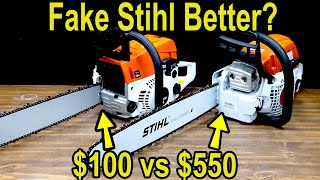 100 Knockoff vs 550 Stihl Chainsaw Lets Settle This Cutting Speed Horsepower Cold Start RPM [upl. by Butcher]