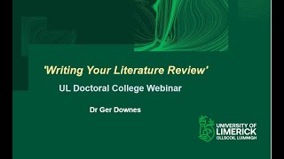 Doctoral College Webinar  Writing Your PhD Literature Review [upl. by Eidnarb]