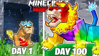 I Survived 100 Days as an ELEMENTAL LION in HARDCORE Minecraft [upl. by Aiehtela926]