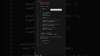 Simple Harmonic Motion Code in C Language In VS Codecodequestcoding clanguage ytshorts [upl. by Suiratnod]